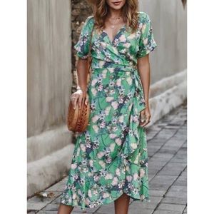 Stylewe Holiday Ruffled Green Midi Dress size small